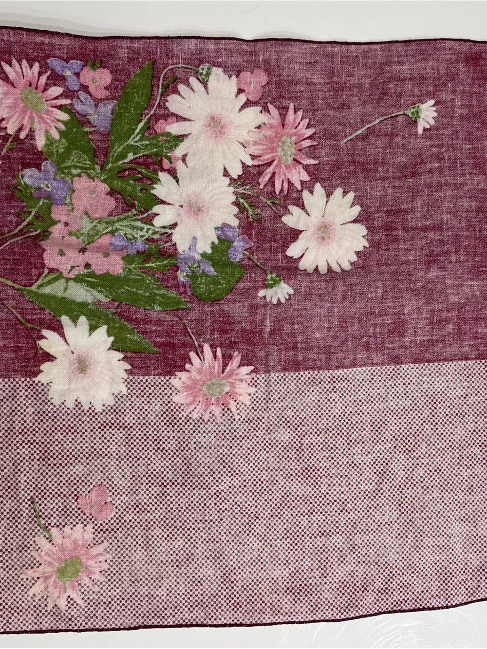 Vintage Vera Neumann Maroon Floral Cotton Cloth Napkins Set of 3